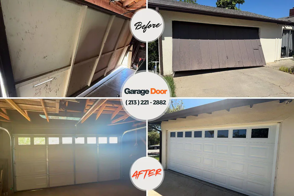 Before and after: garage door repair Langdon, ND